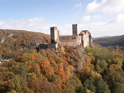 hardegg, Castle, Austria, pohon, musim gugur, hutan, alam