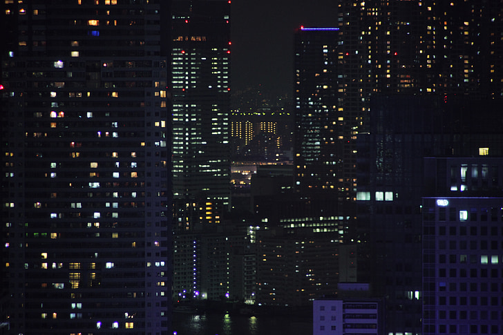 night view, tokyo, city, building, skyscraper