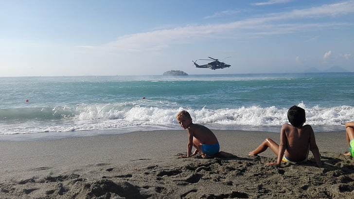 Beach, more, Sicília, Zobraziť, Rescue, úžas, dieťa