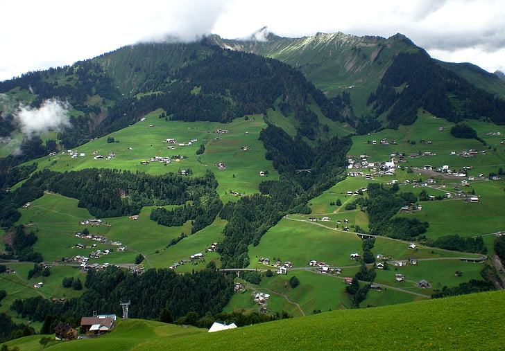 großwalsertal, Vorarlberg, Áustria, Alpina, paisagem, prados de montanha, pastar