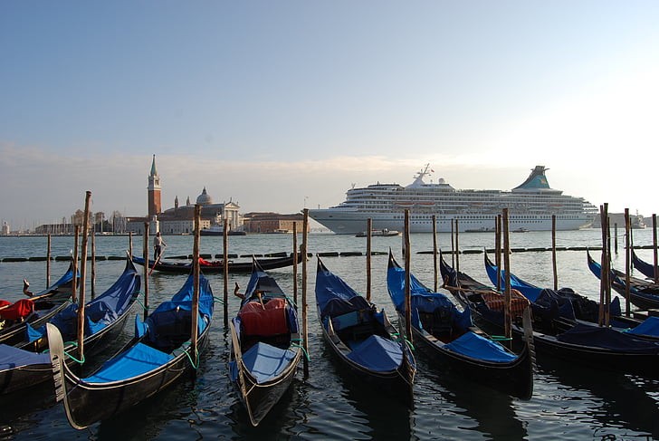 Venezia, Italia, Gondola, mare, nave, crociera, Isola