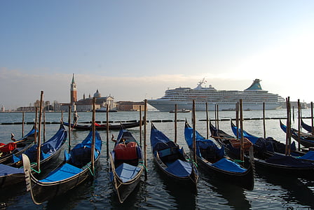 เวนิส, อิตาลี, กอนโดล่า, ทะเล, เรือ, ล่องเรือ, เกาะ