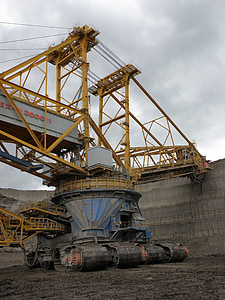 máquina gigante, máquina escavadora, carvão, extração, meu, superfície, Bylina