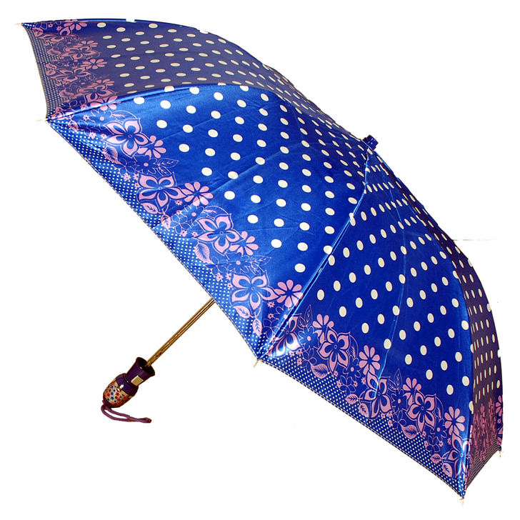 ladies, umbrellas, dotted, pattern, white background