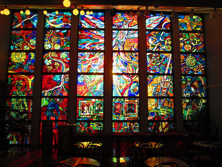stained glass window, colors, glasses