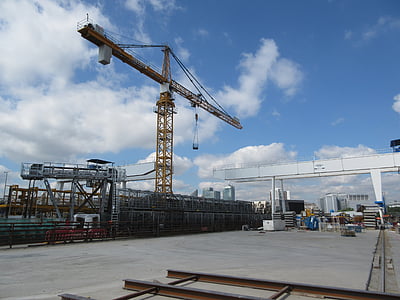 Crane, portique, construction, chantier naval, pont, tour, bâtiment
