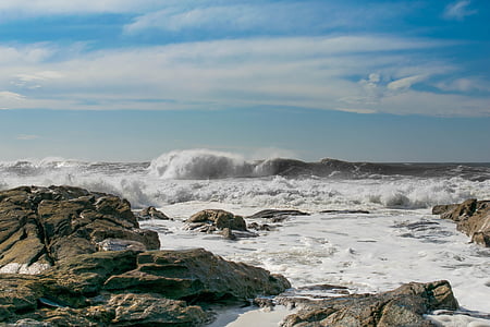 ondas, mar, pedras, praia, Costa, oceano, natureza