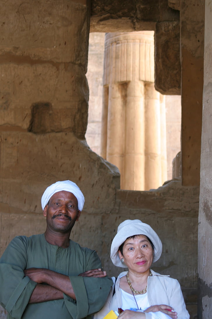 Egito, Luxor, Templo de, buraco, turbante, chapéu, viagem