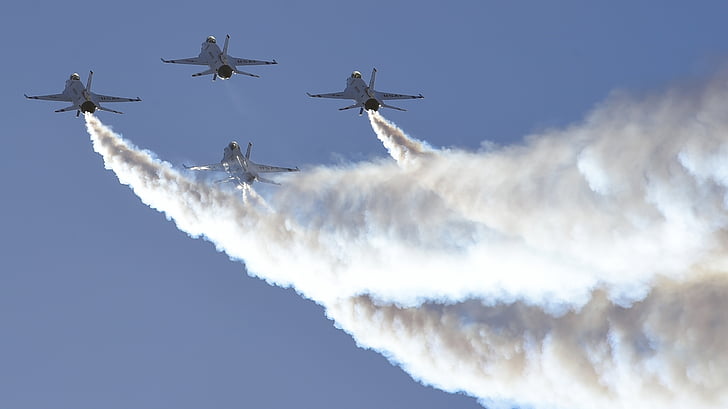flyshow, Thunderbirds, formasjon, militære, oss air force, fly, jetfly