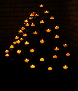 svíčky, Čajová svíčka, svíčky strom, Vánoční, obětní světla, plamen, horká