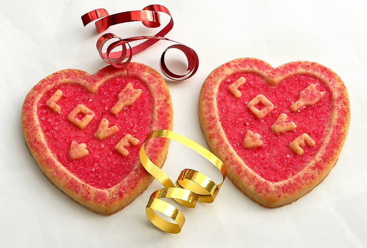 San Valentín, dulces, corazón, dulce, galleta, formas, azúcar