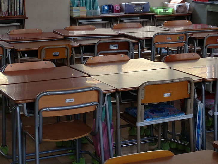 Japon, école, salle de classe