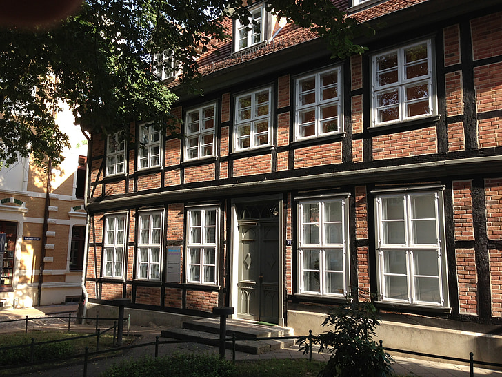 Schwerin, Mecklenburg pomerania Barat, ibukota negara, fachwerkhaus, Laut Baltik, gbäude, fasad