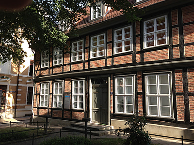 Schwerin, Mecklemburgo pomerania occidental, capital del estado, Fachwerkhaus, Mar Báltico, gbäude, fachada