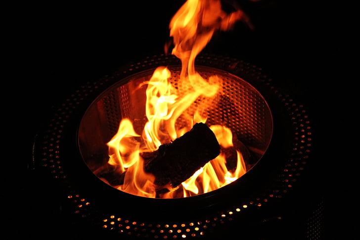 fire, fire basket, night, burn, flame, wood, blood