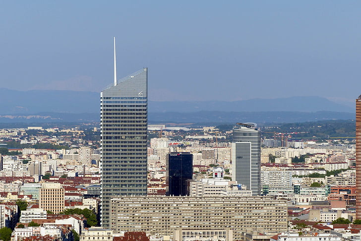Lyon, Debesskrāpis, tornis, InCity, ēka, pilsētas centrā, Panorama