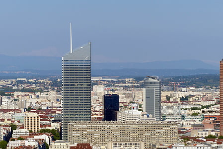 Lyon, arranha-céu, Torre, InCity, edifício, centro da cidade, Panorama