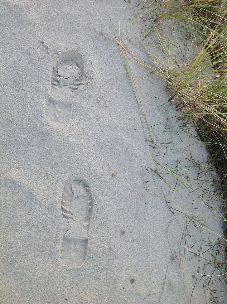발자국, 모래, 모래에 트랙, 모래 언덕