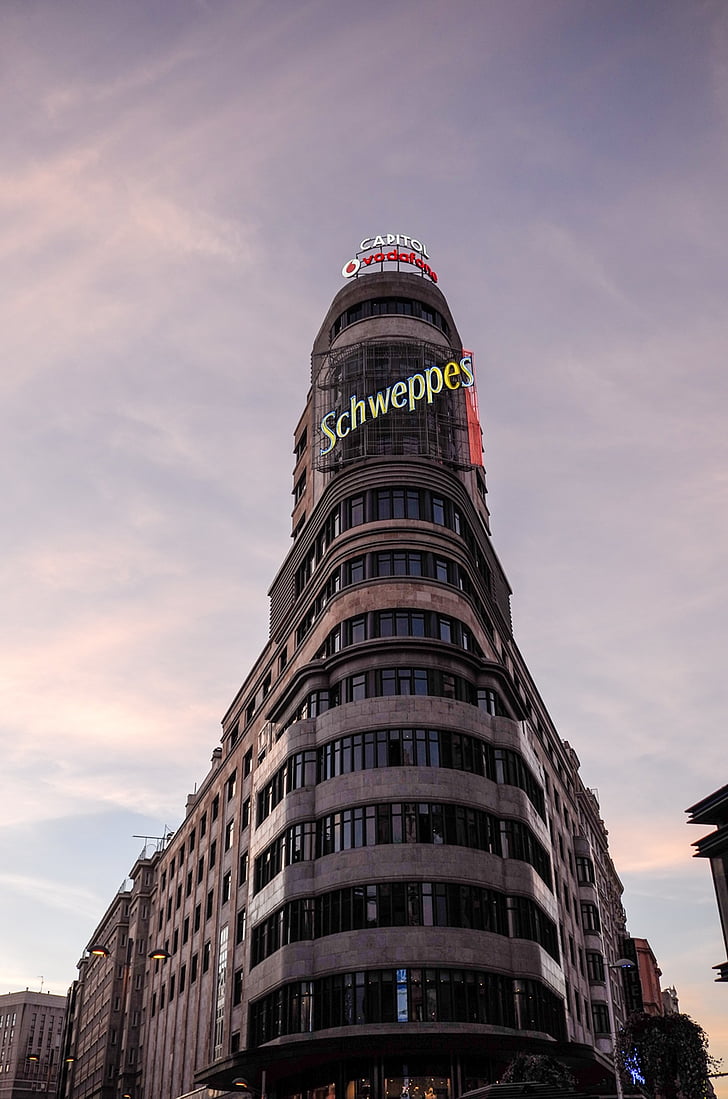 Madrid, llum, alta, arquitectura, cel, il·luminació, Espanya