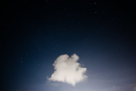 biela, Cloud, modrá, Sky, oblaky, hviezdy, noc