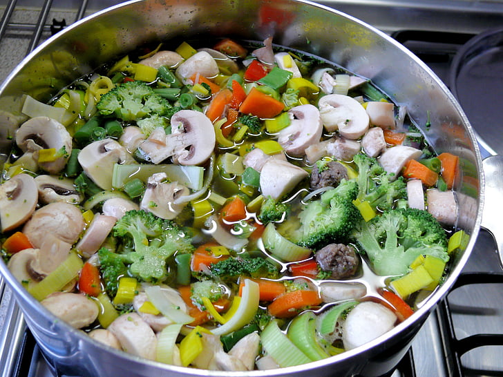 sup sayuran, sup, Makanan, sehat, segar, memasak, sayur