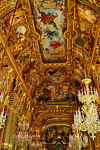 opera, garnier, theatre, paris, france, ceiling, walkway