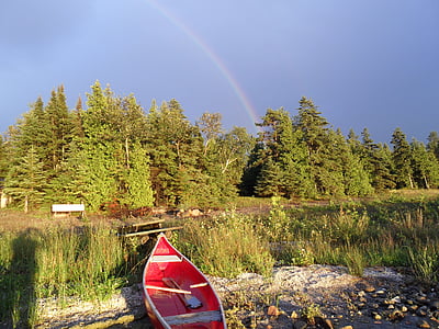 canoa, Canadá, arco iris, paisaje