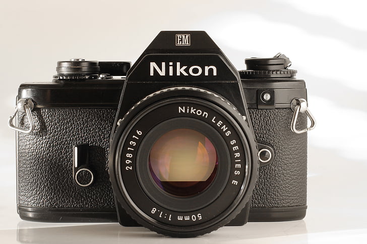fotoaparát, analogový, Nikon, staré, Film, ročník, bokovky