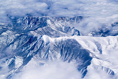 Гора, Природа, краєвид, сніг, туман, хмари, вид зверху