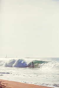 muž, surfovanie, denné svetlo, more, Ocean, vody, vlny