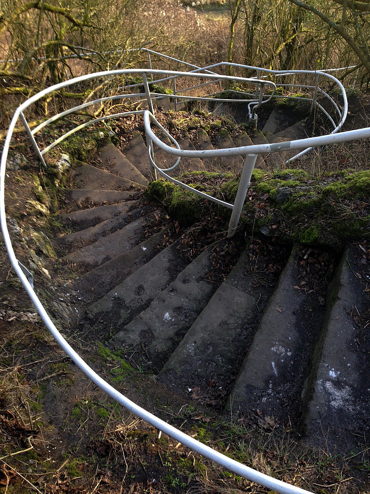 spiral staircase, park, gradually, stair step, green area, lüneburg, chalk mountain