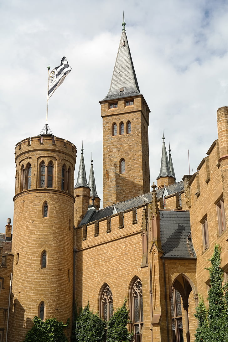 Castle, torony, hegyes, erőd, udvar, Hohenzollern, Hohenzollern-kastély
