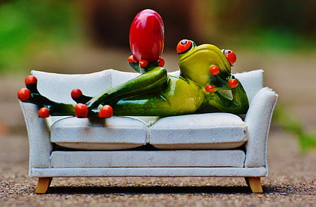 frog, love, sofa, heart, figure, funny, cute