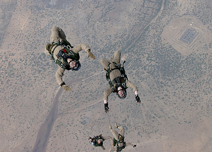 parachute, skydiving, parachuting, jumping, training, military, skydivers