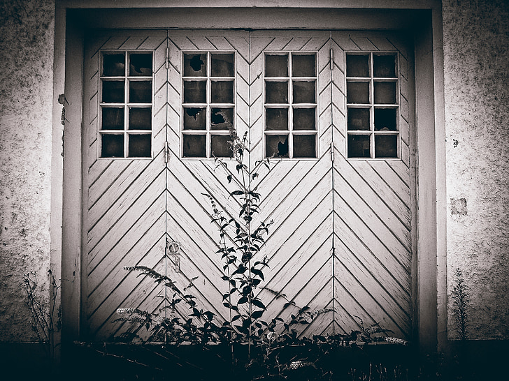 goal, old, wood, old gate, shabby, old door, black white