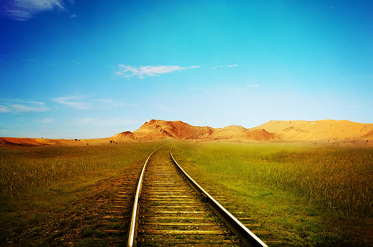 train way, tracks, rails, railway, dramatic, fantasy