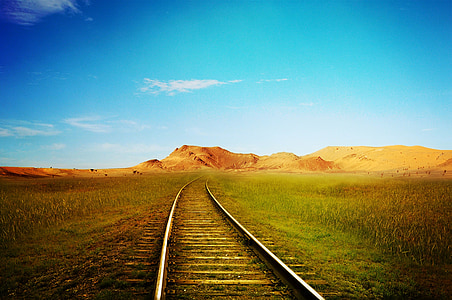 train way, tracks, rails, railway, dramatic, fantasy