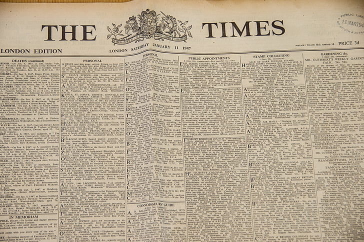 gange, avis, historiske, udskrive, tekst, papir, forsiden