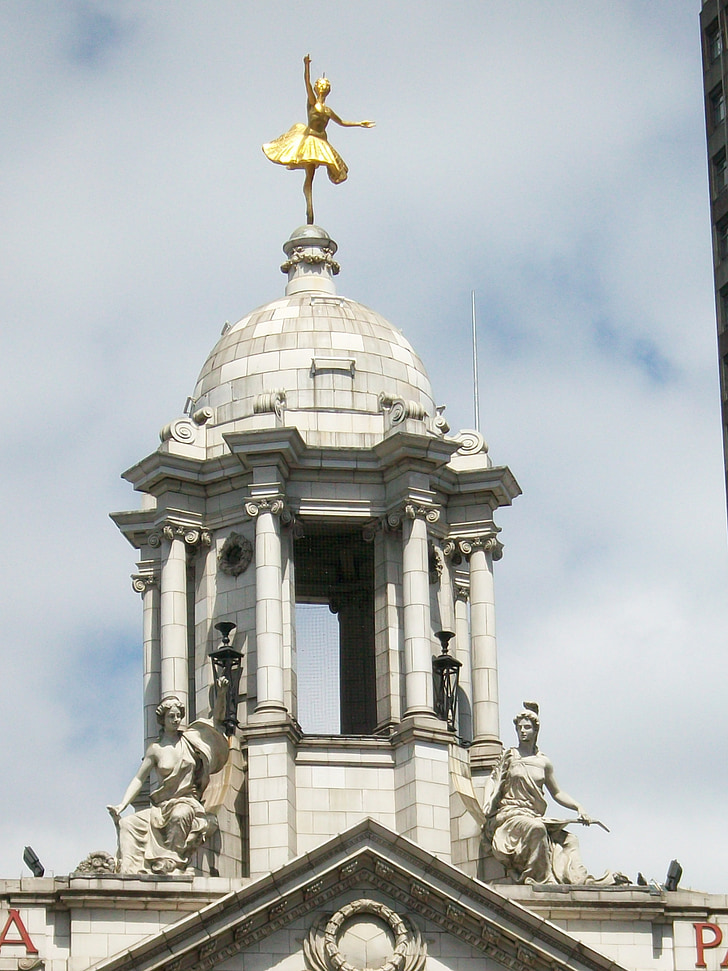 Victoria, Palace, London, Sky, guld, staty