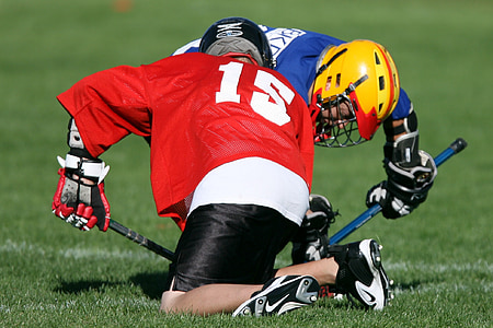Lacrosse als Jocs, competència, pal, equips, Joventut, atletes, herba
