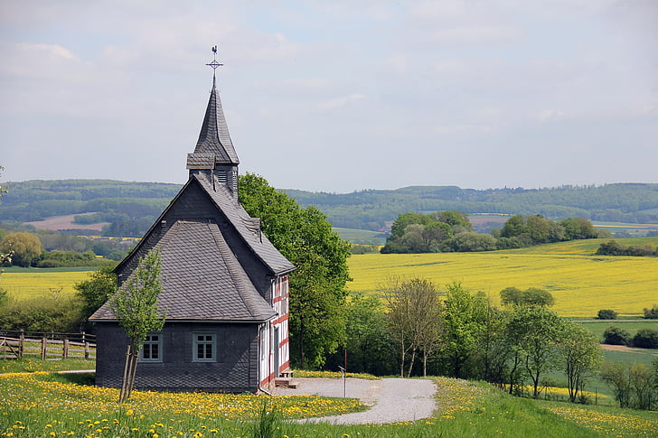 building, church, landscape, way, path, teutoburg forest