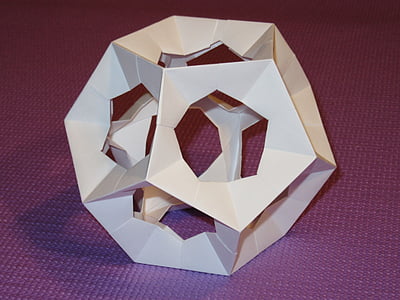 dodecahedron, platonic solid, origami, paper, pentagon, folded, geometry