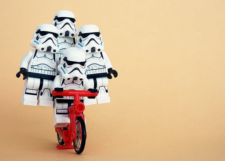 LEGO, Stormtrooper, Radfahren, Trick, Gleichgewicht, Stall, instabil