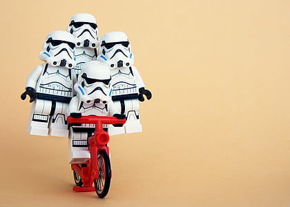 LEGO, Stormtrooper, Cyklistika, trik, bilance, stabilní, nestabilní