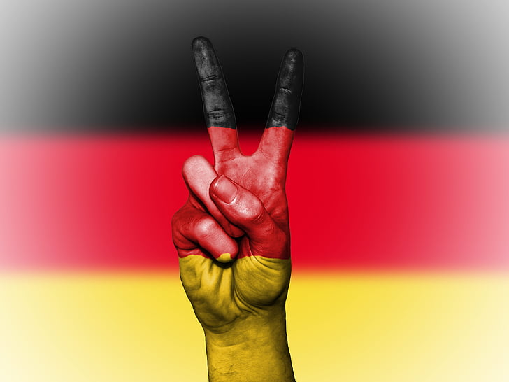 Tyskland, fred, hånd, nation, baggrund, banner, farver