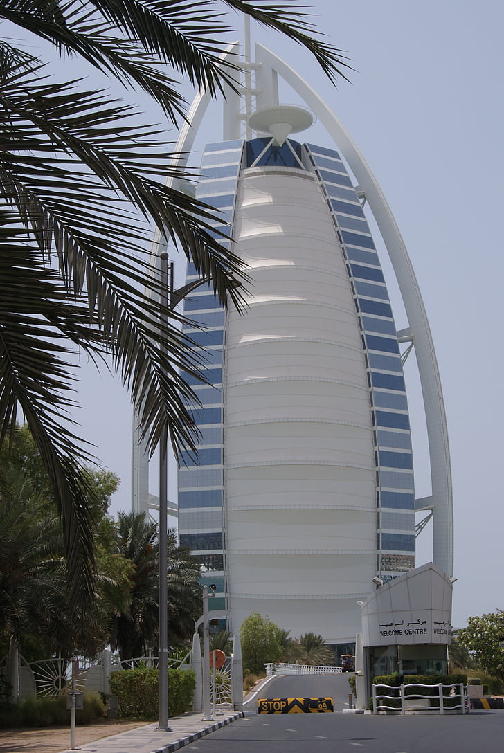 Dubai, Burj Al Arab, Hotel, arquitetura, Emirados Árabes Unidos, palmeira, moderna