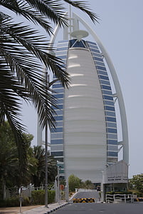 Dubai, Burj Al Arab, Hotel, arkitektur, Forenede Arabiske Emirater, palmetræ, moderne
