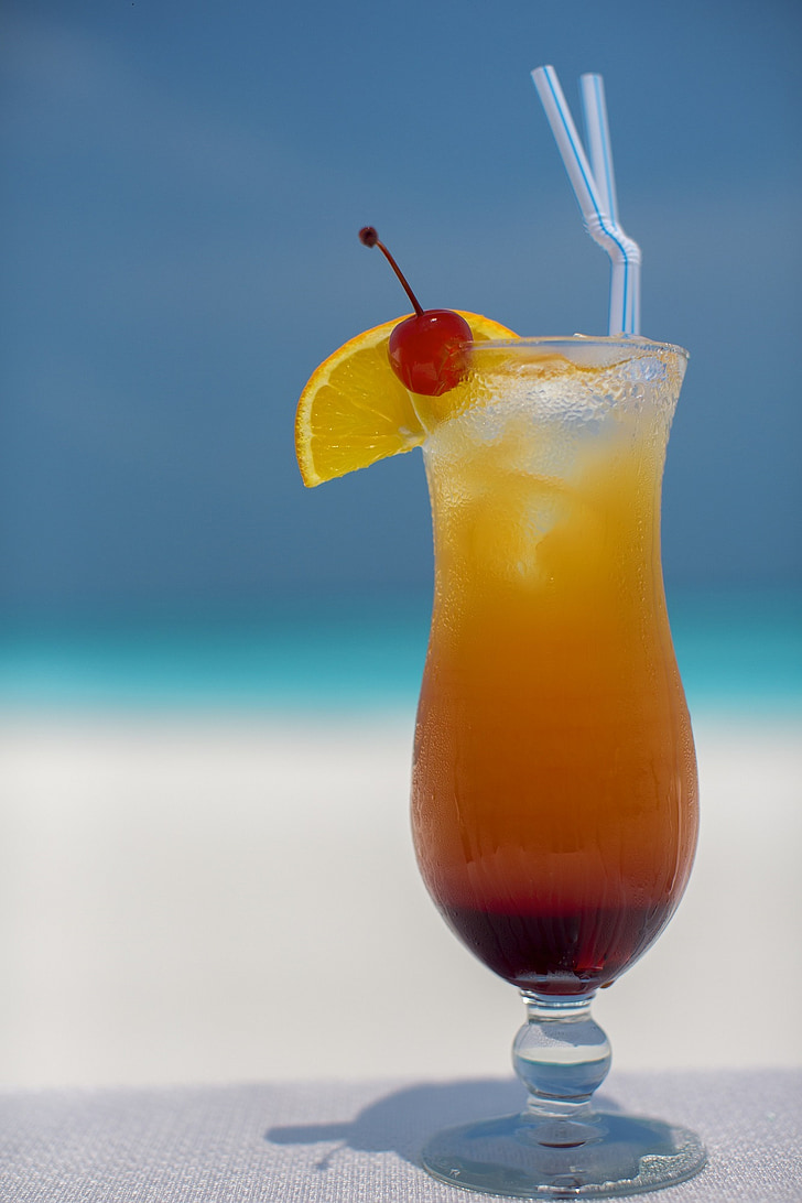 coquetel, tropical, bebidas, bebida, furacão, alto, vidro