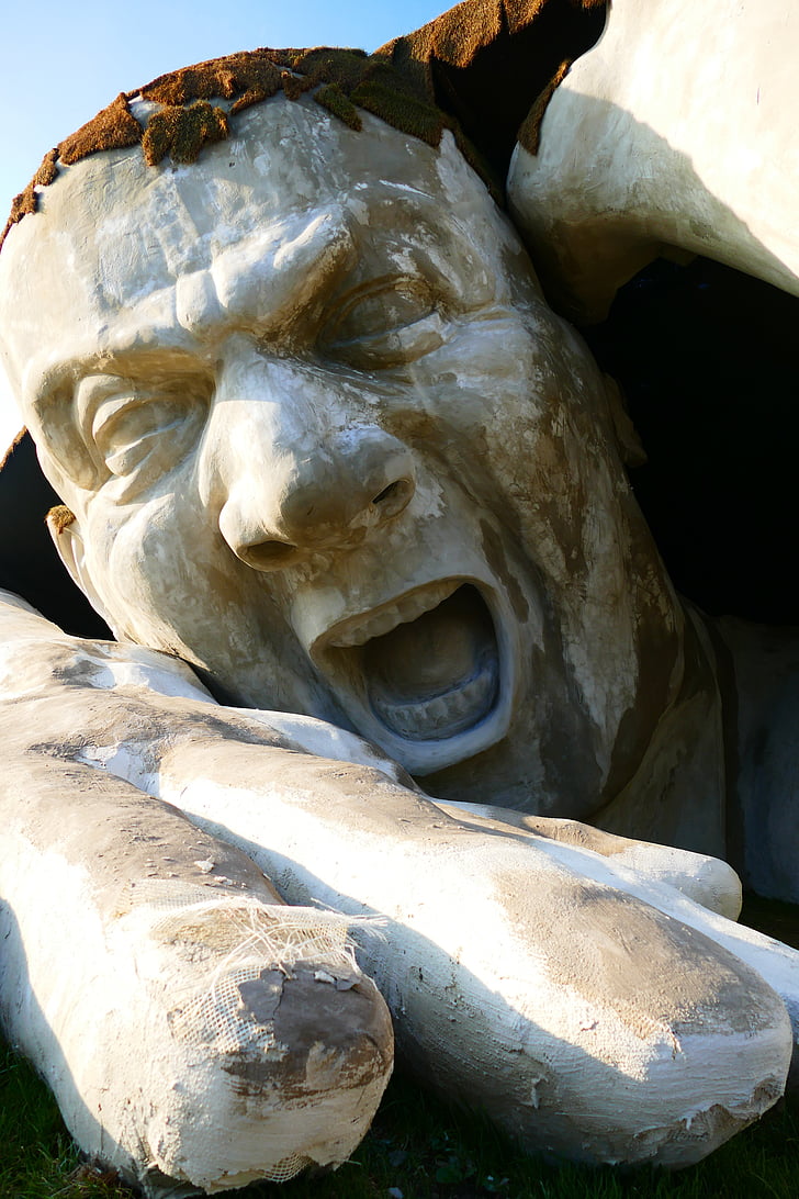 ervin ahmad lóránth, sculpture, giant, stone, cry, figure, drilled down