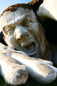 Ervin ahmad lóránth, escultura, gigante, pedra, grito, Figura, perfurados para baixo